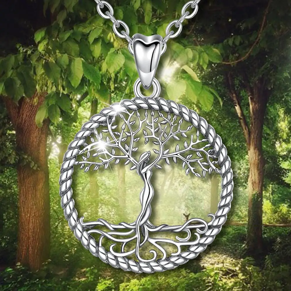 Beste EUDORA 925 Sterling Zilveren Boom van het leven Hanger Ketting Solid silver Tree leaf godin ketting fijne Sieraden met doos CYD475