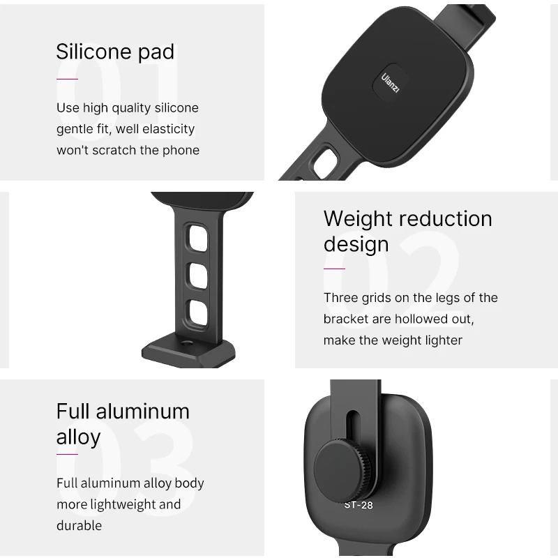 Ulanzi ST-28 Magnetic Phone Mount Holder for iPhone 13 14 15 Tripod Mount with Magsafe Vertical Shooting Cold Shoe Video Light phone tripod flexible phone tripod phone tripod mount phone clip bracket phone clip mount phone holder clamp