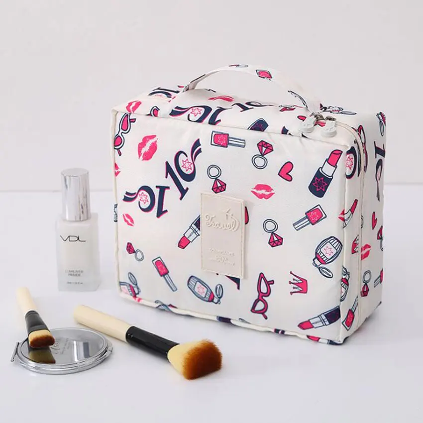 Beige lipstick Многофункциональная косметичка, дорожная сумка для хранения, портативный квадратный органайзер для макияжа, моющаяся сумка, Оксфорд, косметичка - Цвет: Beige lipstick