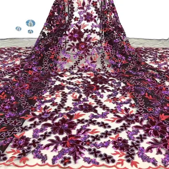 

125 CM wide 1 Yard sequins with applique rose red party gown embroidery lace fabric wedding dress bridal wear french lace fabric