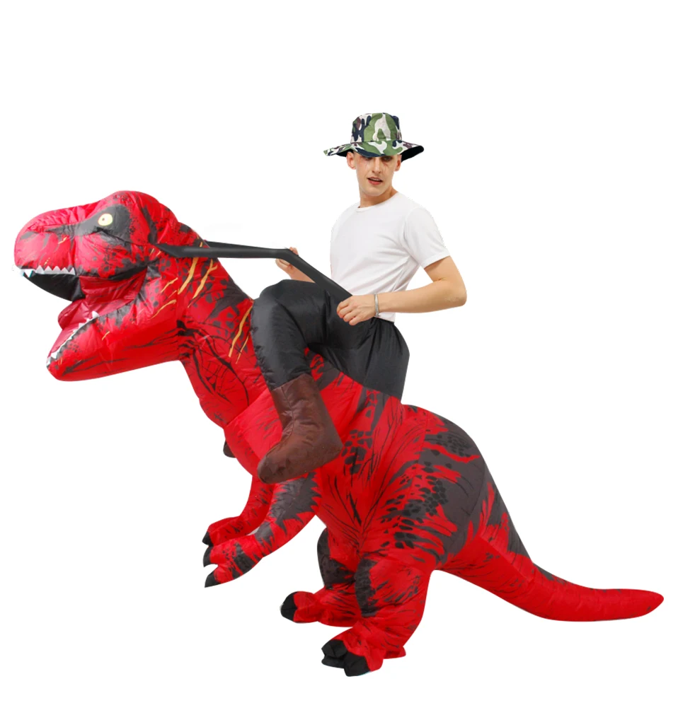Red Ride On Trex Inflatable Dinosaur Costume For Halloween Adult