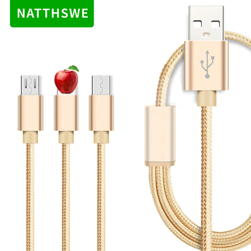 Gold NATTHSWE 3 в 1 кабель для передачи данных Micro usb type-C кабель для быстрой зарядки для iPhone X 8 7 6 iPad samsung Android Phone - Цвет: Gold