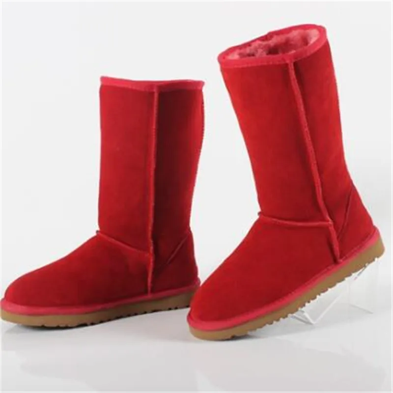 Az15 red Классические зимние женские сапоги; теплые зимние сапоги; австралийские высокие сапоги на меху из натуральной кожи с тремя пуговицами; женская обувь больших размеров - Цвет: Az15 red