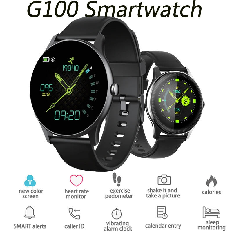 Смарт часы G100 Full Circle Touch Bluetooth водонепроницаемые спортивные с пульсометром и