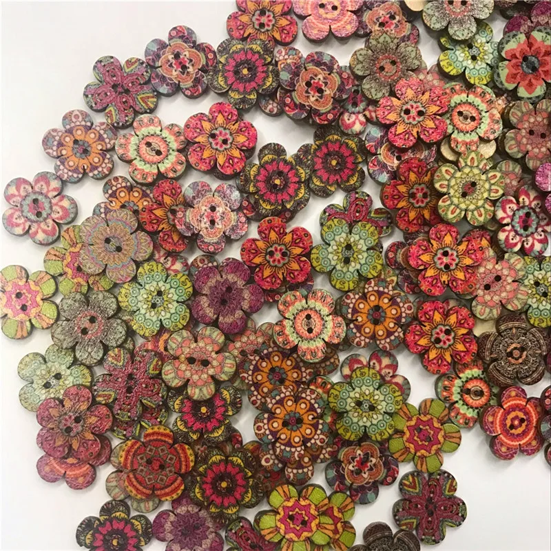 

250PCS 20-25MM 2-Holes Button Retro Wood Buttons for Handwork Sewing Scrapbook Clothing Crafts Accessories Gift Card Decor