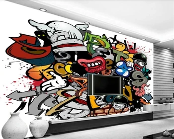 

beibehang Wall stickers custom large mural bright cartoon graffiti photo wall stickers bar KTV tooling background wallpaper