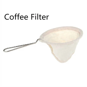 

Reusable Coffee Filter Bag Stainless Steel Handle Flannel Cloth Strainer Multifunction Tea Coffee Dripper Bags Kichen Tools D15