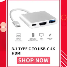 USB-C к HDMI 3 в 1 кабель конвертер для Apple Macbook USB 3,1 Thunderbolt 3 type C переключатель к HDMI 4K концентратор адаптер кабель 1080P