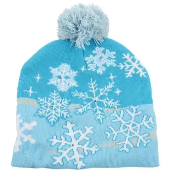 

Adult Kids Christmas LED Light Knitted Hat Knit Cap Party Colorful Light Adult Kids Warm Hat