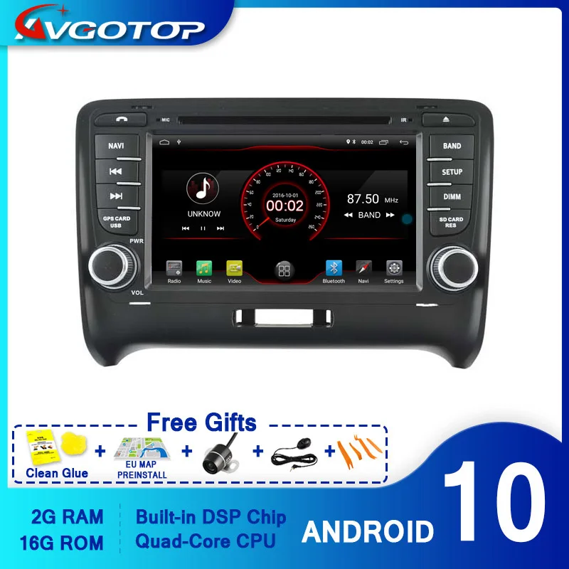 AVGOTOP Android 10 автомобильный Радио dvd-плеер для AUDI TT 2006-2014 2G 16G MP3 MP4 Bluetooth GPS мультимедиа