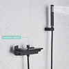 Quyanre Black Waterfall Bathtub Shower Faucets Wall Mount Shower Mixer Tap Faucets Hot Cold Bath Shower Tap BaRobinet Baignoire ► Photo 3/6