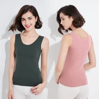 

New Dralon Thermal Tank Tops for Women Seamless O Neck Self Heating Vest Cashmere touch Keep Warm Undershirt sleeveless