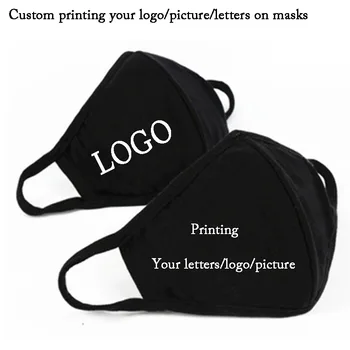

2pcs a lot Big SIZE Cotton Black mouth Mask Custom Print LOGO Flu Face masks Care Cycling Camping Travel Mask Anti Virus Wash