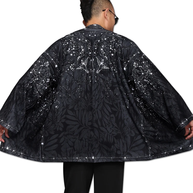 

Japanese samurai clothing traditional Japanese clothing Kimono Keep warm cardigan men Japanese obi male yukata men's plus size