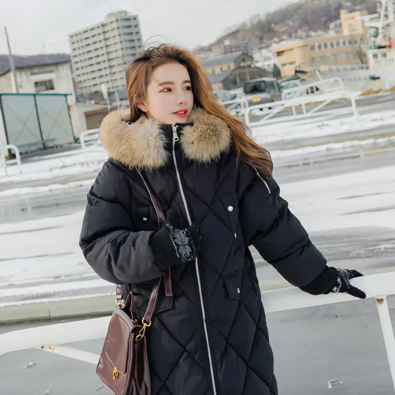 

Main Push Cash 2018 Winter New Year-Rhombus Pressure Cable over-the-Knee Mid-length Thick Cotton Coat