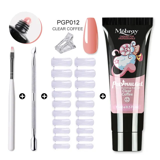 Mobray Poly Nail Gel Set All For Quick Extension Nail Manicure Set Gel  Cuticle Pusher Finger Extend Mold Nail Tool Kit ZH165-PGP012