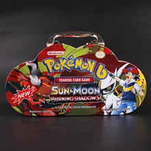 Портативная железная коробка Покемон карты английская версия Битва Игра коллекция карт PTCG фигурка ребенка игрушка подарок