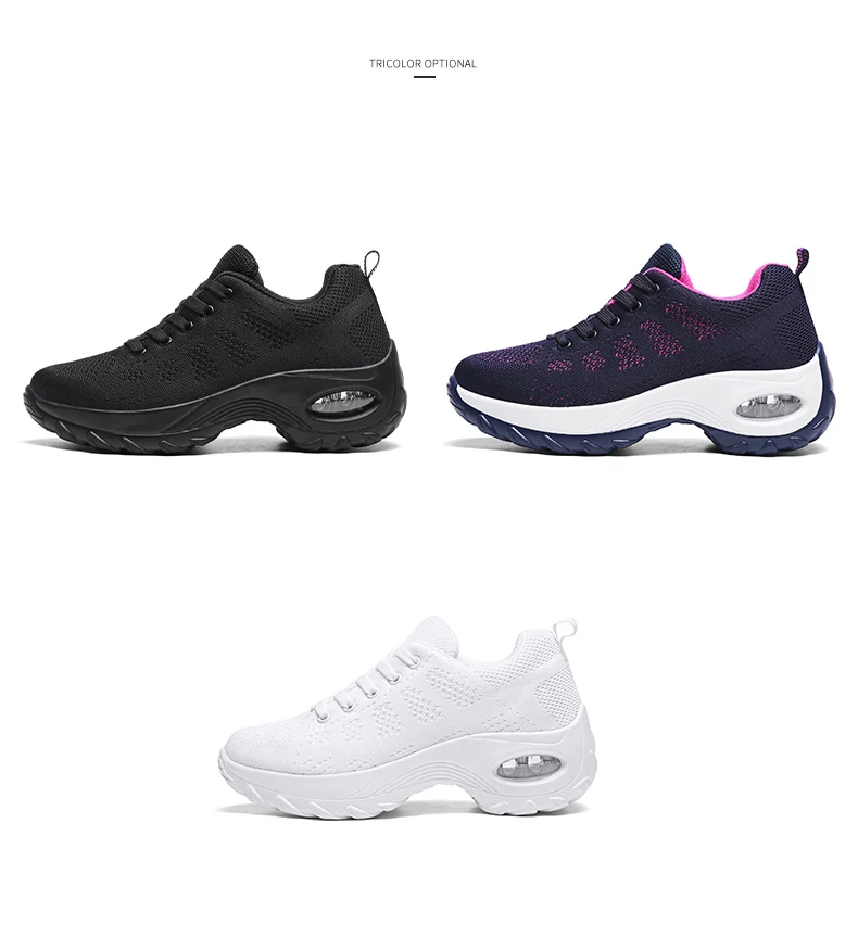 Walking Shoes 2021 New Women Breathable Casual Shoes Outdoor Light Weight Frenulum Casual Walking Platform Ladies Sneakers Black