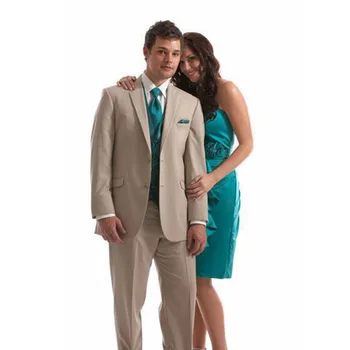 

custom champagne mens Wedding Suits For Men Notched Lapel tuxedos 3 pieces mens suits slim fit grooms (Jacket+Pants+Vest) A019