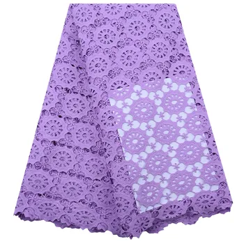 

African Dry Lace Fabric Pinkpurple Embroidery Water Soluble Lace French Guipure Lace Fabrics With Stones For Nigerian Party 1832