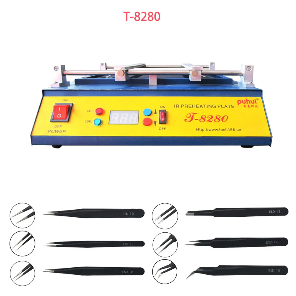 Коричневый Puhui 220V или 110V T8280 PCB SMD BGA паяльный подогреватель T 8280 ИК Подогрев пластины T-8280 ИК-подогрев печи ЕС и США - Цвет: Коричневый