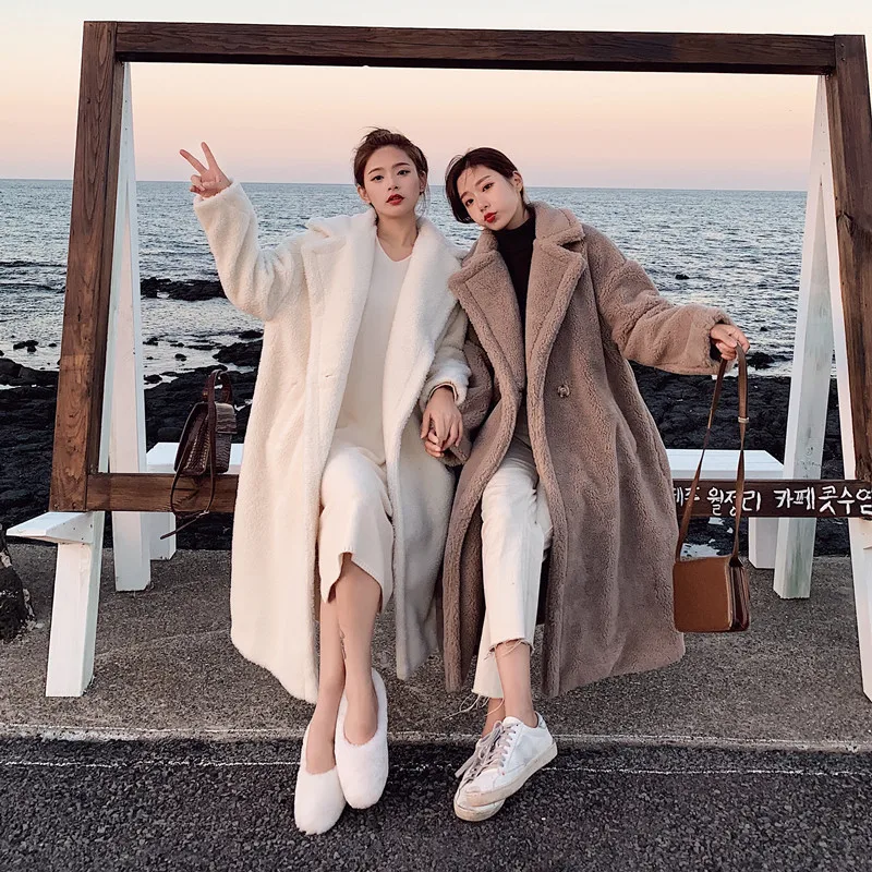 

2019 Winter New Style Ozhouzhan Lambs Wool Coat Overcoat Women's Loose-Fit Mid-length over-the-Knee Warm Cashmere Wool Korean-st