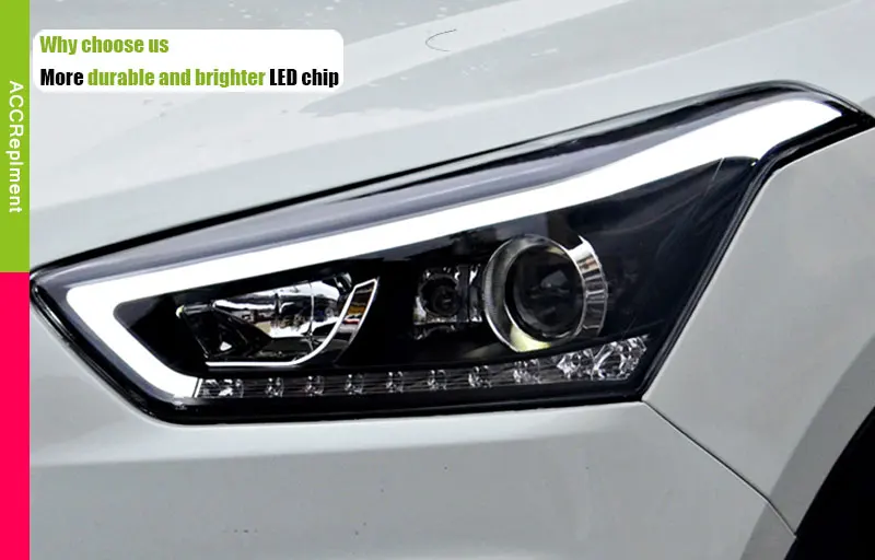 Автомобильный Стайлинг для hyundai IX25 фары- IX25 светодиодный фонарь светодиодный drl H7 hid Bi-Xenon двойные линзы ближнего света