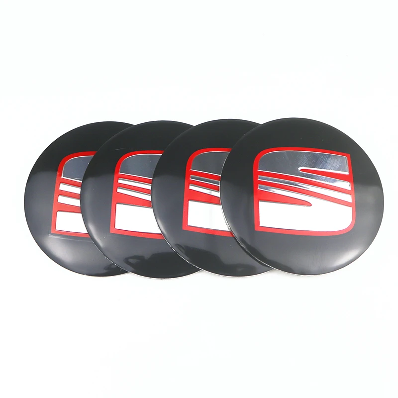 4pcs 56mm Aluminum Car Wheel Center Caps Sticker for Seat ibiza 6j 6l fr Ateca Altea xl leon 2 ateca fr Leon ibiza Alhambra