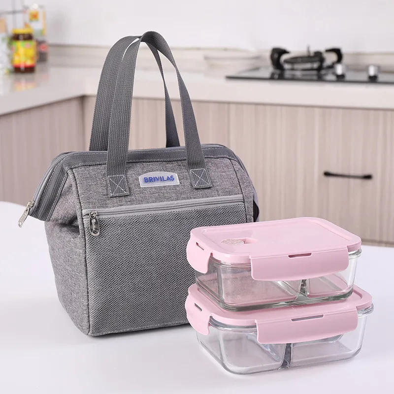 2 Simple Lunch Bag Cotton Frog Mouth Food Picnic Ice Bag Insulated Tote Cooler Bag Thermal Child Big Capacity Women Aluminum Foil - Цвет: 2