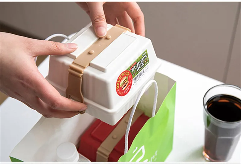 BPA-Free пластиковый Ланч-бокс для сэндвича гамбургера 1 шт. Bento box контейнер для еды с крышкой для детей портативный для пикника школы