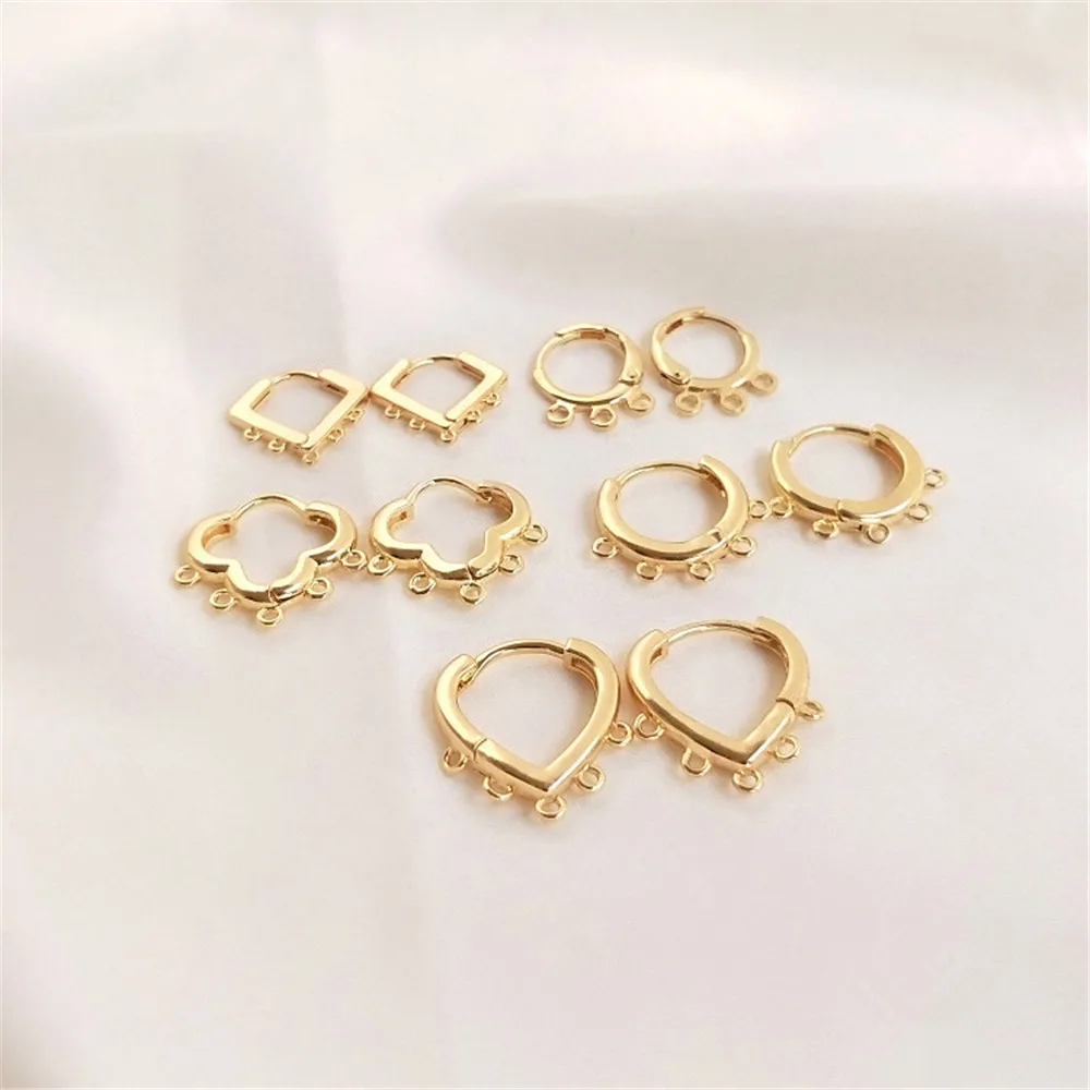 14K Gold Plated Heart-shaped four-leaf clover earrings DIY hand-made earrings with pendant rings and fringe earrings rings necklaces earrings storage box dust proof multi function jewel box trinkets hand ornaments