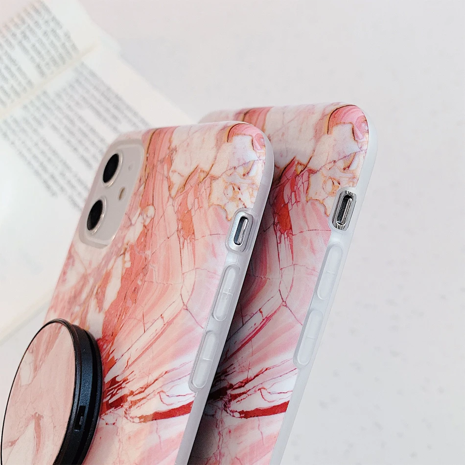 Sinocom Handa Чехлы под мрамор для iPhone 11 XR 8 XS Max X XR X 6S 7 8 Plus чехол 11 Pro Max marble Grip Stand Holder Funda Coque