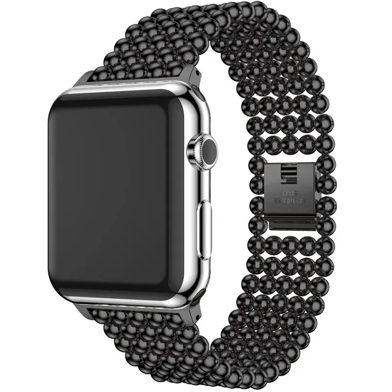 Ремешок из нержавеющей стали для Apple Watch 4 ремешок 40 мм 44 мм iwatch ремешок 38 мм/42 мм 5 бусин стильный металлический браслет Apple watch 3 2 1 40