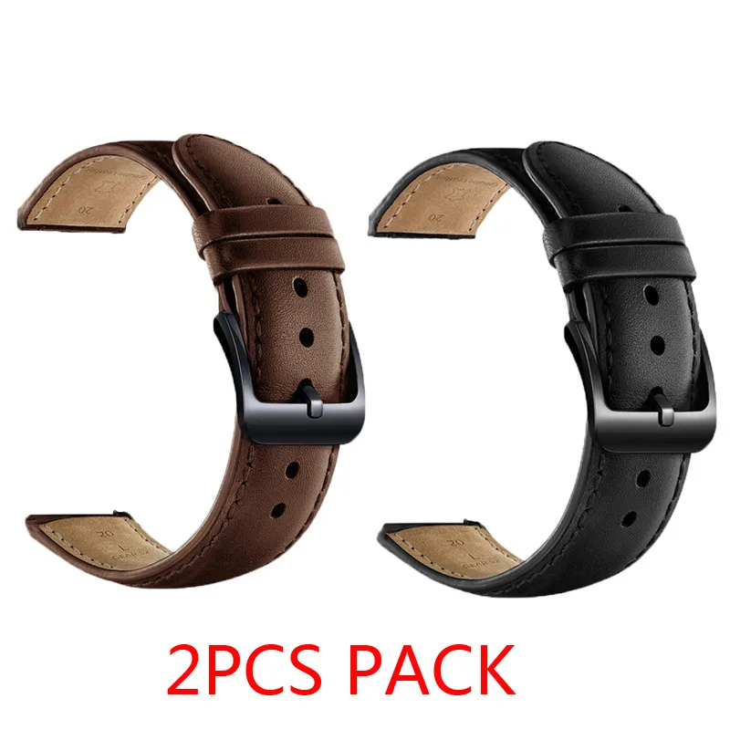 2PCS Натуральная кожа для Xiaomi huami Amazfit Bip BIT PACE Lite Молодежные часы ремешок Фитнес браслет 20 мм Ширина спортивный браслет - Цвет: 2PCS