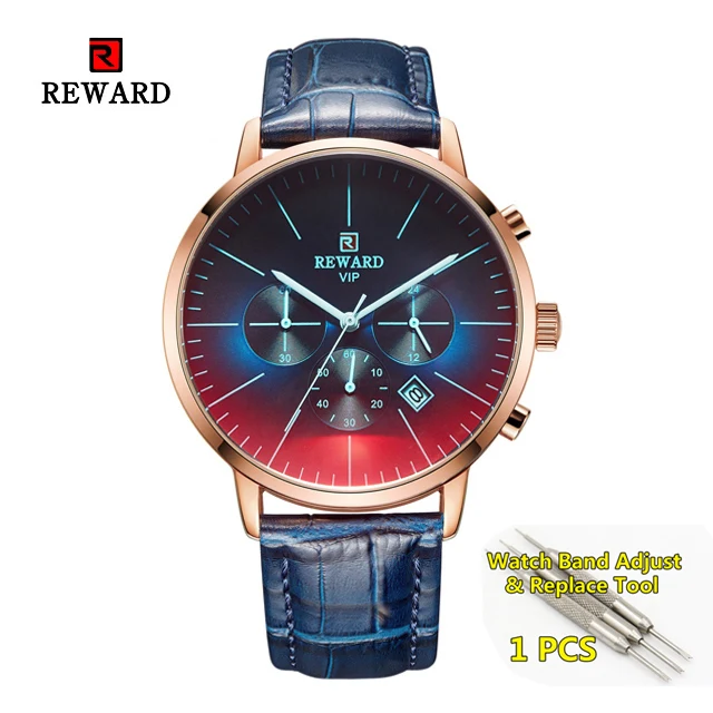 5 leather blue Красочные блестящие наручные часы для мужчин Топ бренд класса люкс хронограф мужские часы водонепроницаемые кварцевые мужские наручные часы - Цвет: 5 leather blue