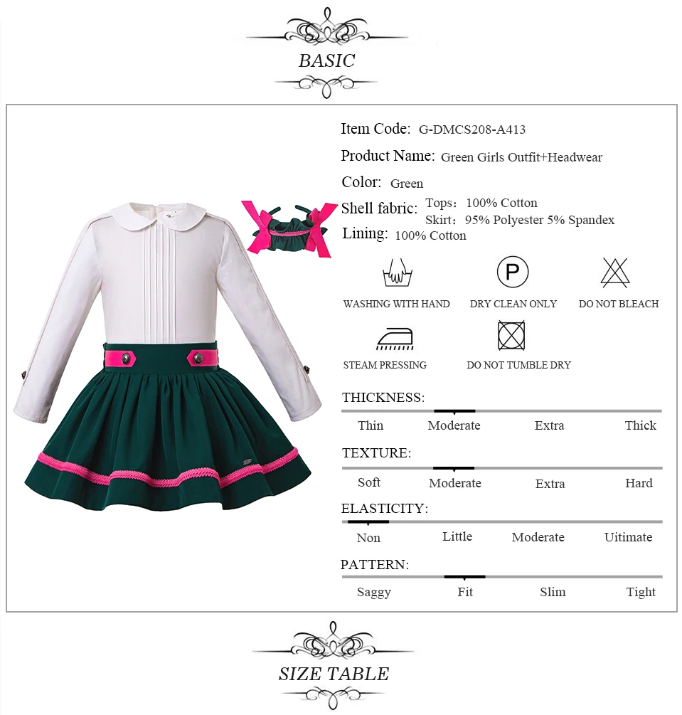 Pettigirl/Новые Осенние рождественские наряды блузка+ платье для девочек темно-зеленые праздничные платья принцессы для девочек комплект детской одежды G-DMCS208-A413