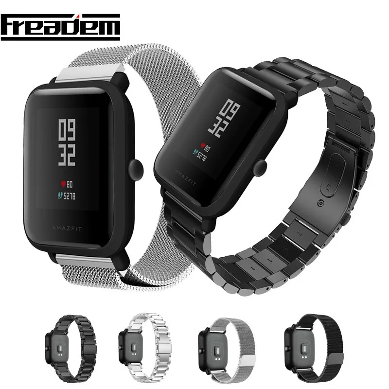 Браслет для Xiaomi Huami Amazfit молодежный 20 мм металлический ремешок из нержавеющей