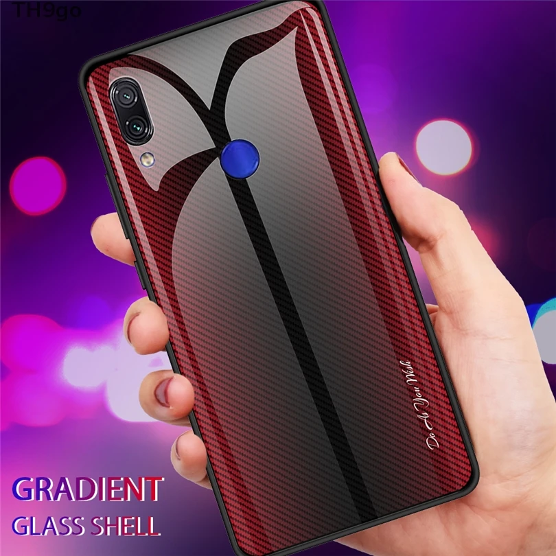 Simple Solid Color Tempered Textured Glass Phone Case For Xiaomi Redmi Note 5 6 7 Pro Elegant Design Cover 7A K20 |