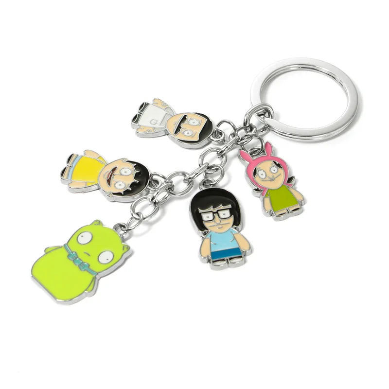Аниме Bobs Burgers брелок Боб Белчер Линда Тина ген Луи милый забавный мультфильм металлический персонализированный брелок для ключей кулон ювелирные изделия