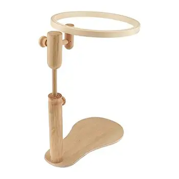

Round Embroidery Lap Frame Adjustable Wood Cross Stitch Rack Stand For Home