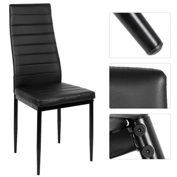 

2PCS /set Modern Dinning Chairs dining Stool High Backrest Faux Leather Metal Leg Padded Seat Chair Dinning Room Furniture HWC