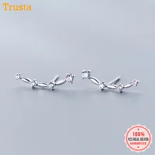 Trusta 925 пробы Серьги серебристого цвета; бижутерия модные простые Стиль камень CZ серьги-гвоздики, высокое качество, прекрасный подарок для Для женщин девушки DS1428