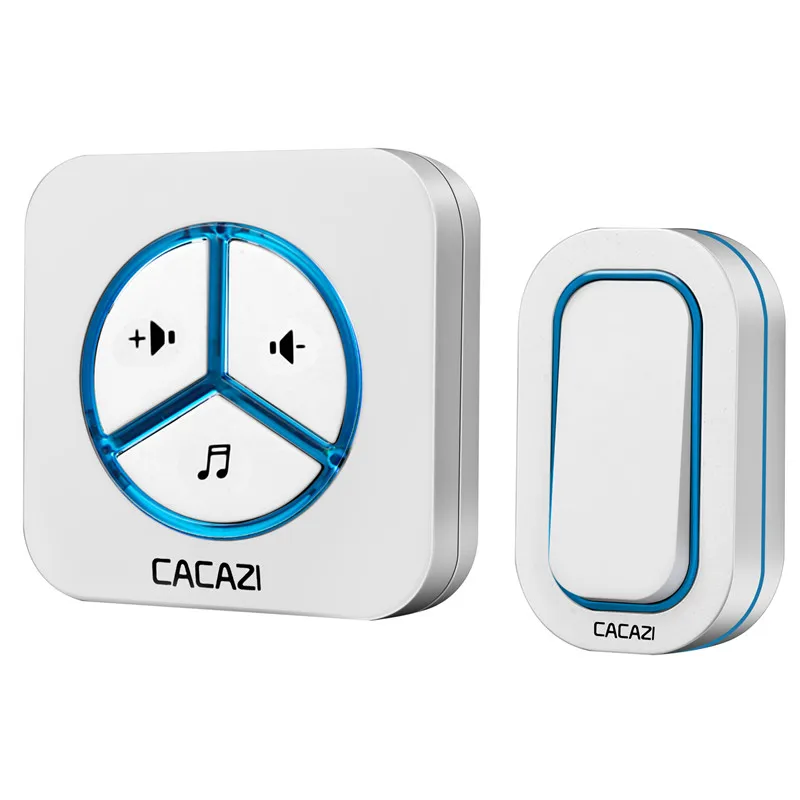 1 button 1 receiver CACAZI Беспроводной Водонепроницаемый дверной звонок Батарея Кнопка 280 м Пульт дистанционного управления Светодиодный светильник с Европейским разъемом беспроводные звонки звонок 48 перезвон 6 громкости - Цвет: 1 button 1 receiver