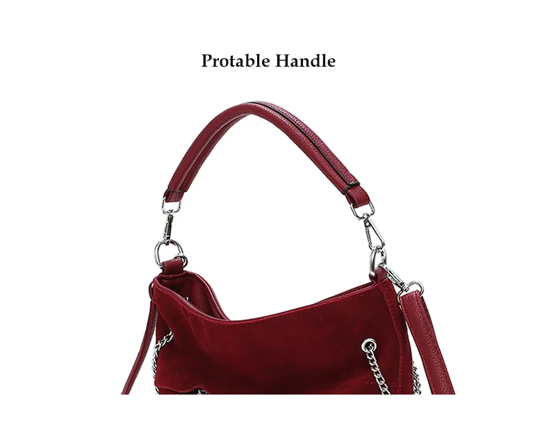 Faux Suede Handbag Luxury Brand Shoulder Bags for Women 2019 Tassel Bucket PU Leather Crossbody Bag Vintage Hobo Messenger Purse (8)