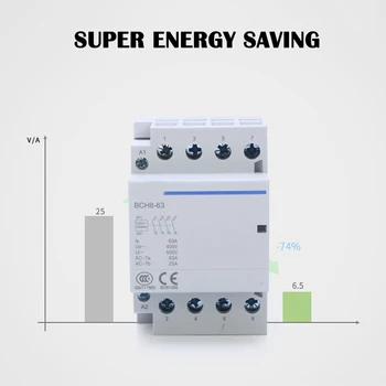 

AC Contactor 4NO/4NC Din Rail Household Durable AC Contactor Relay JDH99