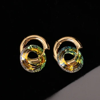 Trendy Transparent Colorful Round Hoop Earrings for Women Pendant Geometric Earring