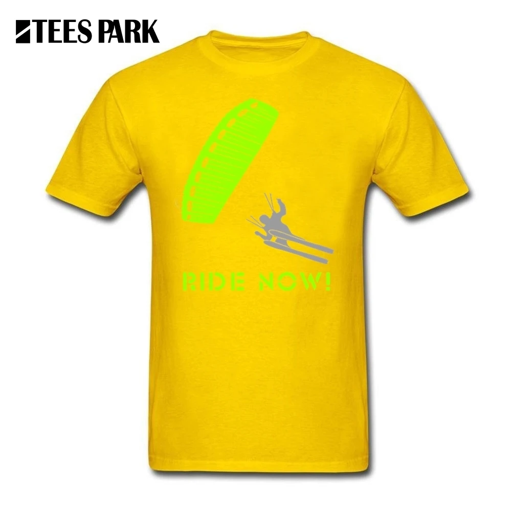 Speedriding! Ride Now футболка Skydiver Parachute Jumping Мужская Дизайнерская футболка Подростковая хлопковая футболка с короткими рукавами рубашки мужские топы - Цвет: Цвет: желтый