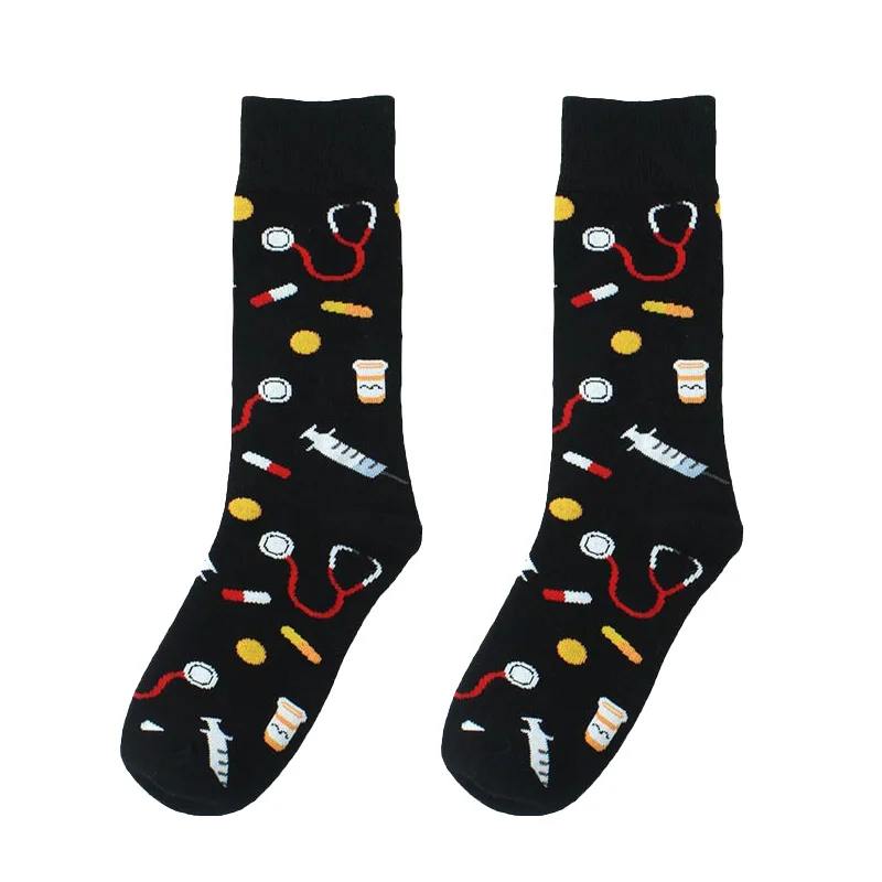 Creative Food Animal Socks Combed Cotton Funny Socks Men Novelty Design Airplane Dinosaur Crew Skateboard Socks Calcetines Hombr