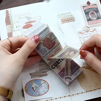 

400Pcs DIY Vintage Poster Paper Sticky Notes Diary Scrapbook Material Decor Material Paper Scrapbooking Retro Background Paper