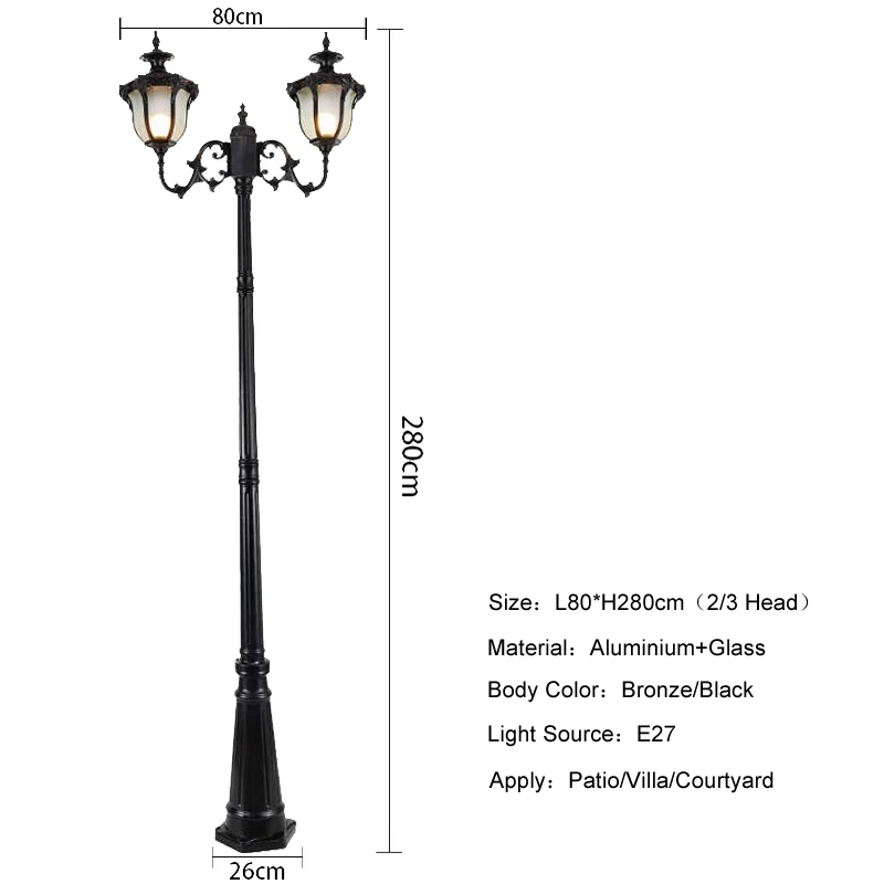 European Landscape Lights led lamp solar garden lights led street lamp Antique Garden Lights 2/3 Headlights Park Road Garden Engineering Lighting (H&asymp;2.8M)